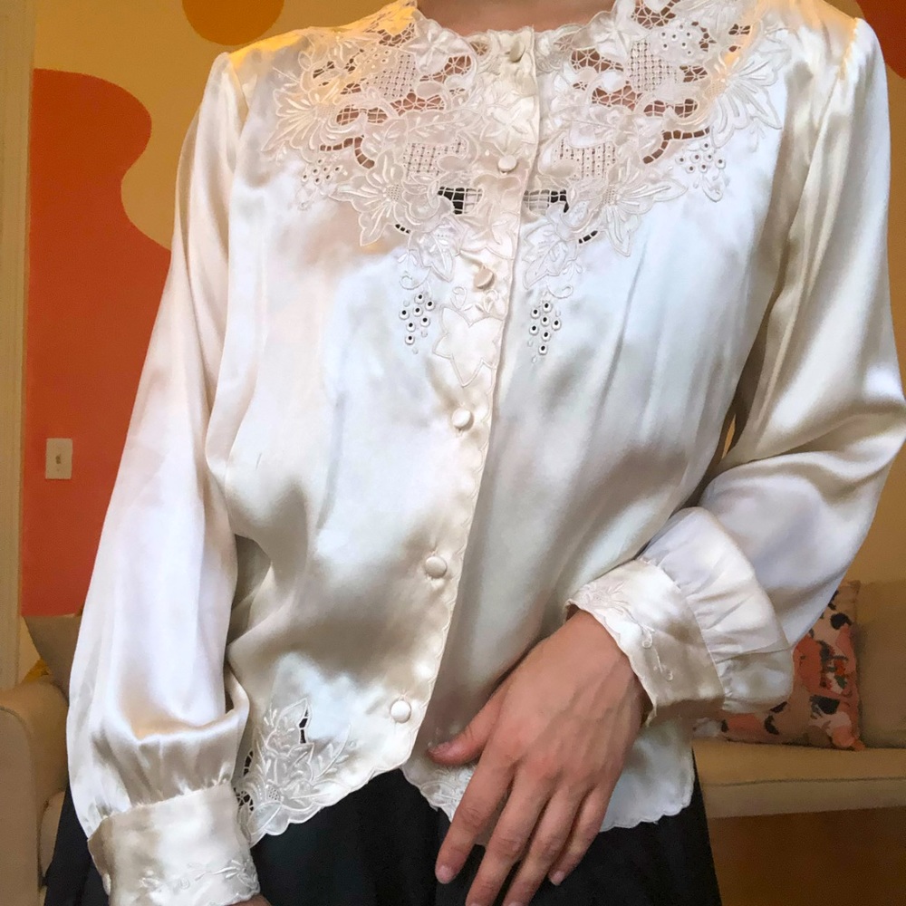 lacey silk blouse